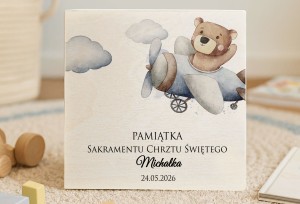 Drewniane pudełeczko z nadrukiem na Chrzest- WZÓR 8