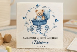 Drewniane pudełeczko z nadrukiem na Chrzest- WZÓR 10