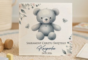 Drewniane pudełeczko z nadrukiem na Chrzest- WZÓR 20