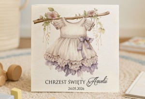 Drewniane pudełeczko z nadrukiem na Chrzest- WZÓR 22