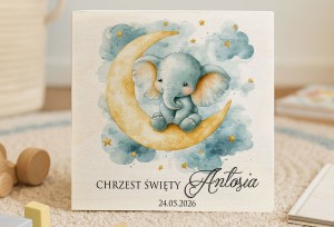 Drewniane pudełeczko z nadrukiem na Chrzest- WZÓR 41