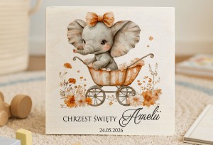 Drewniane pudełeczko z nadrukiem na Chrzest- WZÓR 42