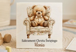 Drewniane pudełeczko z nadrukiem na Chrzest- WZÓR 43
