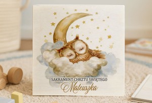 Drewniane pudełeczko z nadrukiem na Chrzest- WZÓR 57