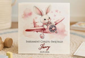 Drewniane pudełeczko z nadrukiem na Chrzest- WZÓR 58