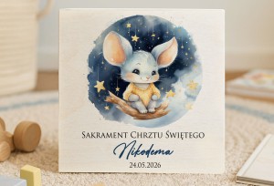 Drewniane pudełeczko z nadrukiem na Chrzest- WZÓR 59