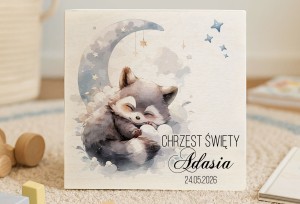 Drewniane pudełeczko z nadrukiem na Chrzest- WZÓR 62
