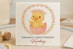 Drewniane pudełeczko z nadrukiem na Chrzest- WZÓR 66