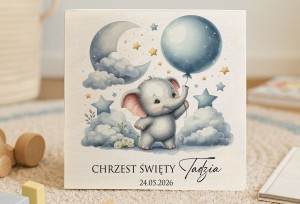 Drewniane pudełeczko z nadrukiem na Chrzest- WZÓR 67