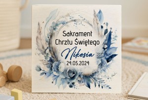 Drewniane pudełeczko z nadrukiem na Chrzest- WZÓR 70