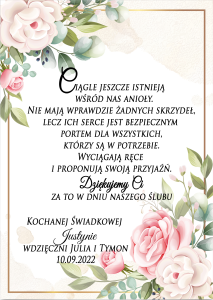 PLAKATY, PODZIĘKOWANIE z okazji ŚLUBU dla Świadków