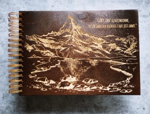 Album z grawerem bejcowany - GÓRY - wzór 2