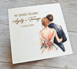 Drewniana pamiątka na Ślub - wzór 1