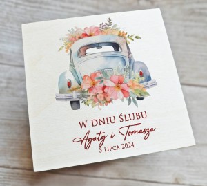 Drewniana pamiątka na Ślub - wzór 2