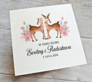 Drewniana pamiątka na Ślub - wzór 8