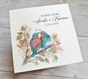 Drewniana pamiątka na Ślub - wzór 10
