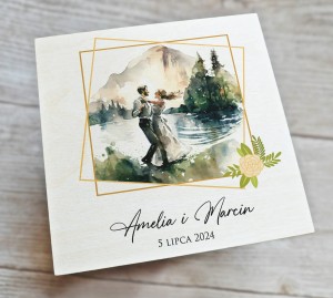 Drewniana pamiątka na Ślub - wzór 13