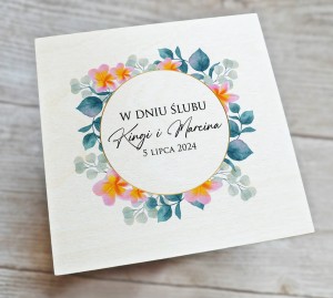 Drewniana pamiątka na Ślub - wzór 14