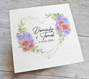 Drewniana pamiątka na Ślub - wzór 15