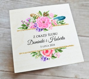 Drewniana pamiątka na Ślub - wzór 17