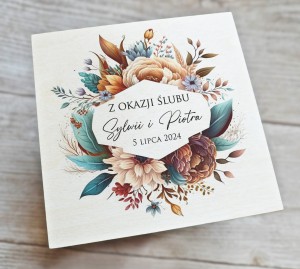 Drewniana pamiątka na Ślub - wzór 19