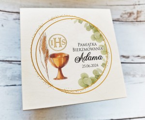 Drewniana pamiątka na Bierzmowanie - wzór 3